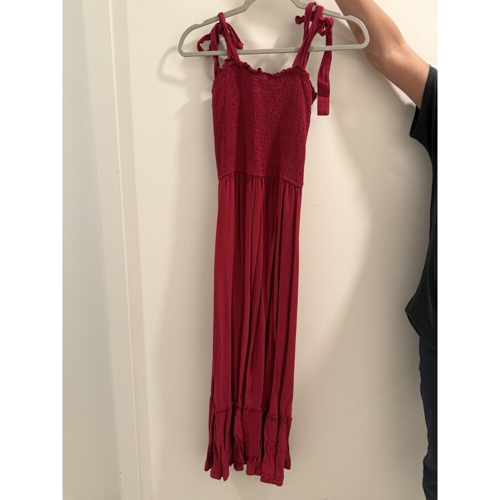 ZESICA Red Solid Square Neck Sleeveless Tiered A-Line Midi Dress Size S